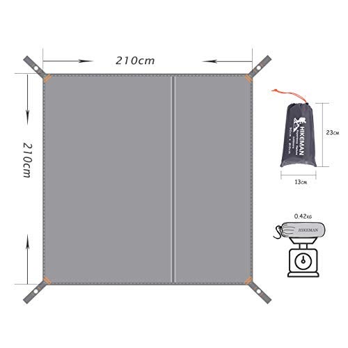 Hikeman Tent Footprint - Waterproof Camping Tarp, Heavy Duty Tent Floor Saver, Ultralight Ground Sheet Mat for Hiking, Backpacking, Hammock, Beach - Storage Bag Included(XL-83”x83”) - Image 3