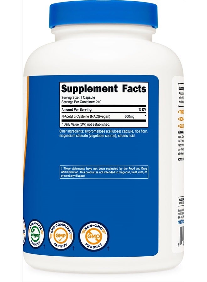 Nutricost NAC، N-Acetyl L-Cysteine، 600 مجم - 240 كبسولة - Image 2