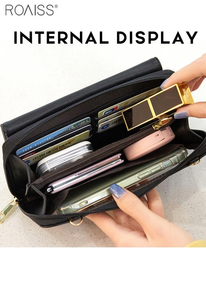 Fashionable Casual Flip Crossbody Bag Women'S Daily Commuting Pu Leather Material Adjustable Strap Shoulder Bag
