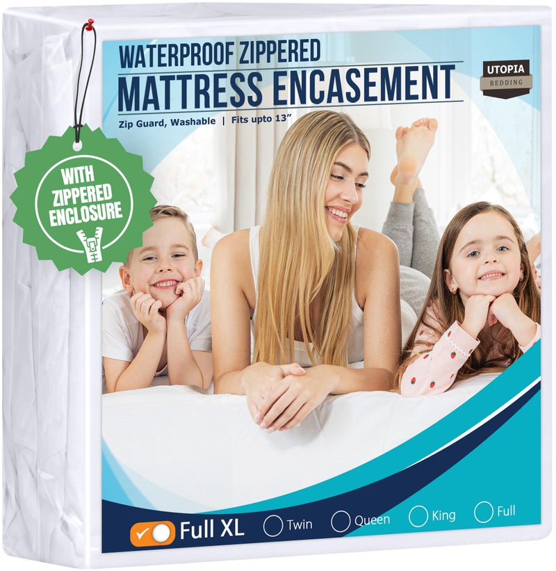 Utopia Bedding Waterproof Mattress Protector Full XL Size Zippered Mattress Encasement Bed Bug and Dust Mite Proof Absorbent SixSided Mattress Cover