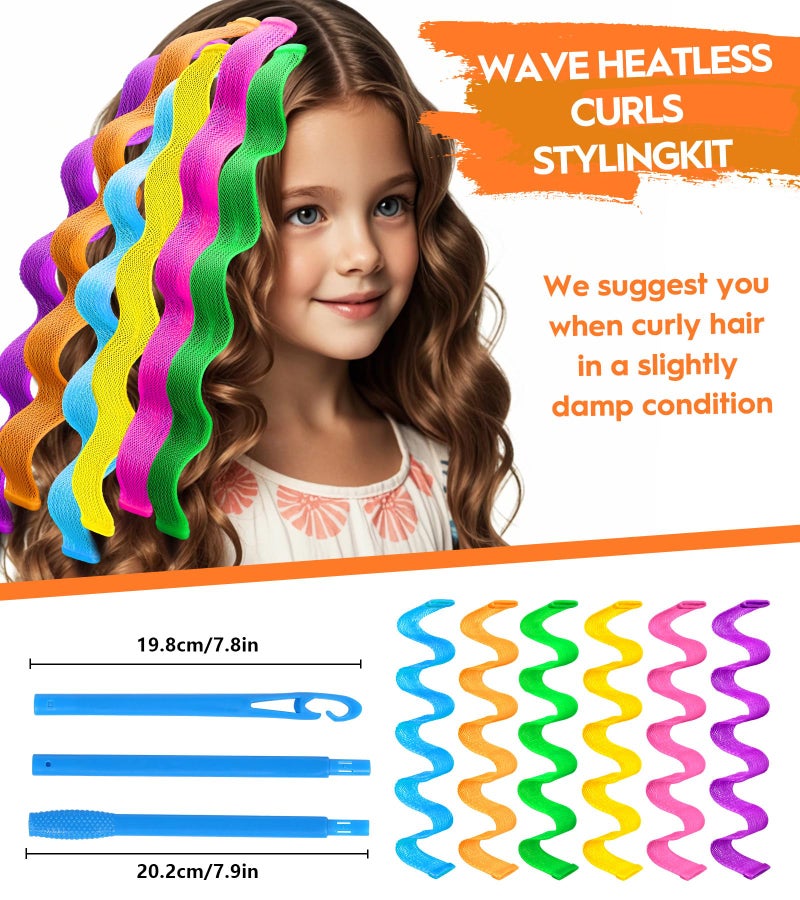 YEVYO 30 Pcs Heatless Hair Curlers Wave Curls Styling Kit with 2 Pcs Styling Hooks, No Heat Hair Curlers Heatless Wave Curlers for Women Girls Long Medium Short Hair (6 Colors, 45 cm/17.71 inch) - Image 5