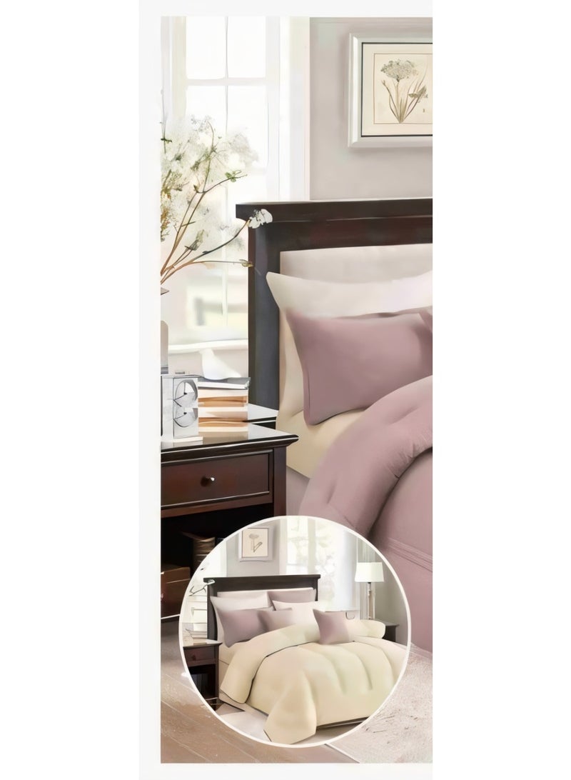 مارك مفرش نفرين ذو طابع وجهين فخم ملكي من خامه المايكروفايبر مقاس 1-لحاف 240*260سم، 1-شرشف   200*200 سم، 4-بيت مخده 50*75سم، 2- بيت مخده مربع 45*45سم. - Image 2