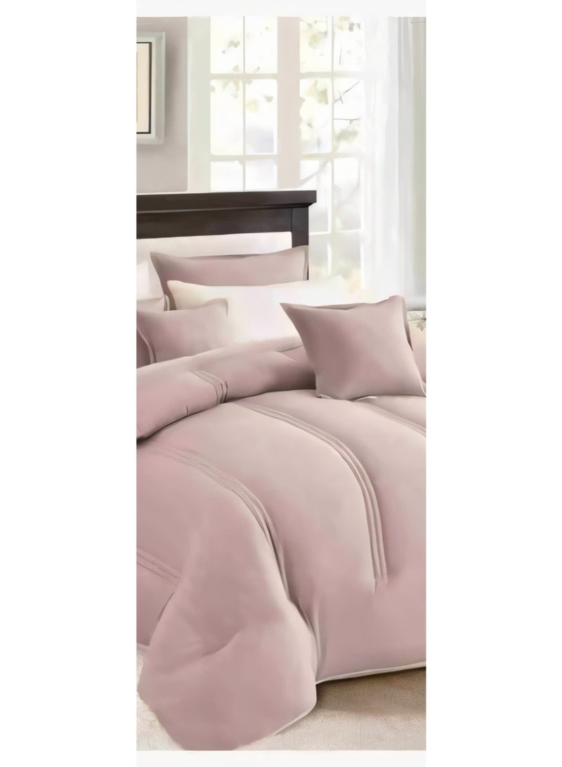 مارك مفرش نفرين ذو طابع وجهين فخم ملكي من خامه المايكروفايبر مقاس 1-لحاف 240*260سم، 1-شرشف   200*200 سم، 4-بيت مخده 50*75سم، 2- بيت مخده مربع 45*45سم. - Image 3