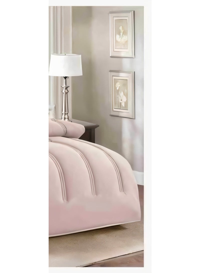 مارك مفرش نفرين ذو طابع وجهين فخم ملكي من خامه المايكروفايبر مقاس 1-لحاف 240*260سم، 1-شرشف   200*200 سم، 4-بيت مخده 50*75سم، 2- بيت مخده مربع 45*45سم. - Image 4