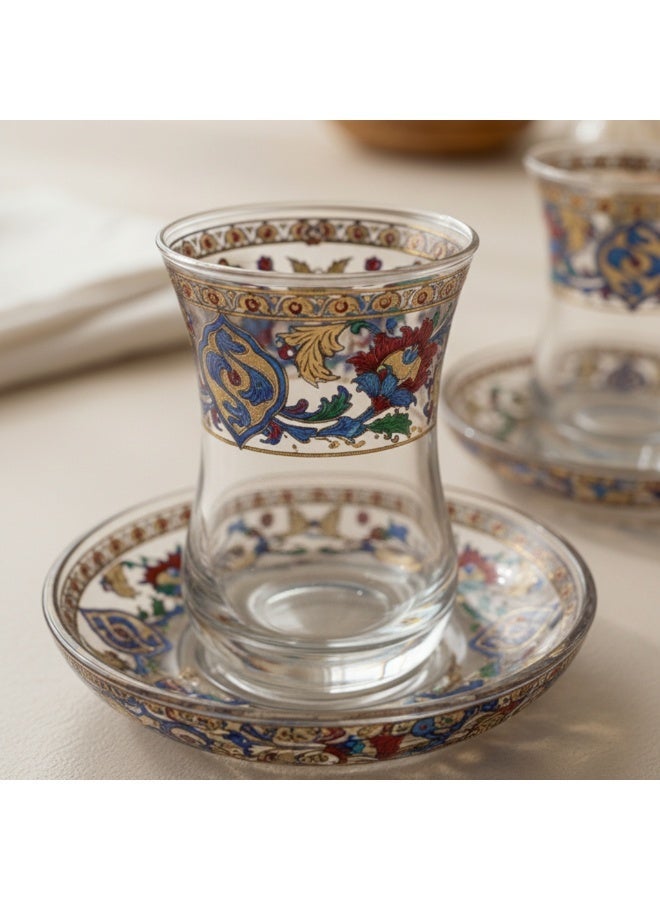 Acar Turkish Tea Glass Set with Traditional Turkish Patterns and Chic Gold Details – 2 Pieces | Made in Turkey - Image 1