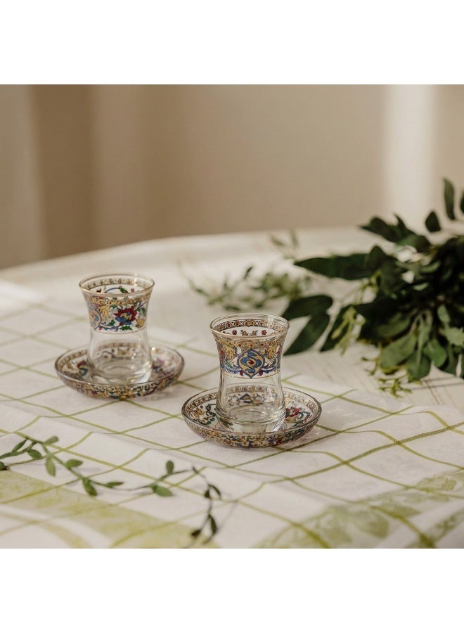 Acar Turkish Tea Glass Set with Traditional Turkish Patterns and Chic Gold Details – 2 Pieces | Made in Turkey - Image 3