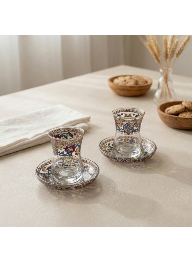 Acar Turkish Tea Glass Set with Traditional Turkish Patterns and Chic Gold Details – 2 Pieces | Made in Turkey - Image 5