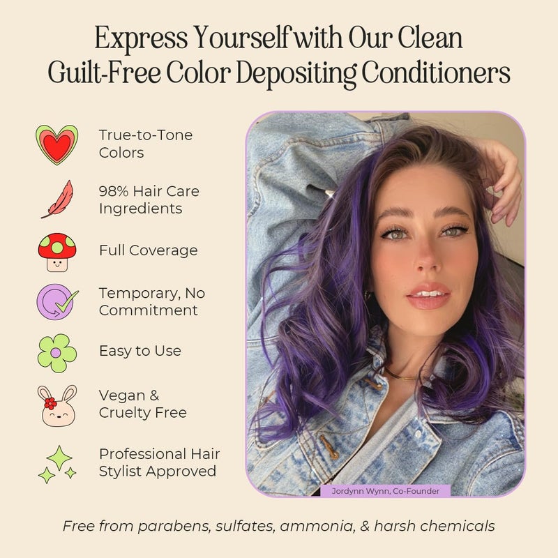 INH Semi Permanent Hair Color | Color Depositing Conditioner | Amethyst Dark Purple Hair Dye | No Bleach No Peroxide Temporary Tint for Women, Men | Vegan, Ammonia Free, Sulfate Free, Ready to Use 6oz - Image 4