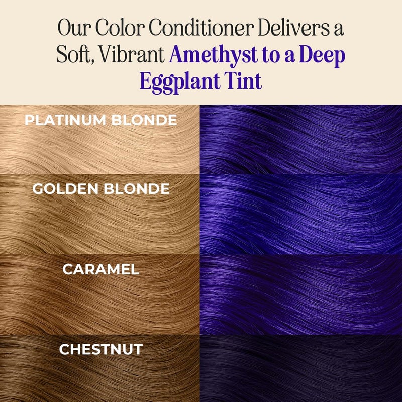 INH Semi Permanent Hair Color | Color Depositing Conditioner | Amethyst Dark Purple Hair Dye | No Bleach No Peroxide Temporary Tint for Women, Men | Vegan, Ammonia Free, Sulfate Free, Ready to Use 6oz - Image 3
