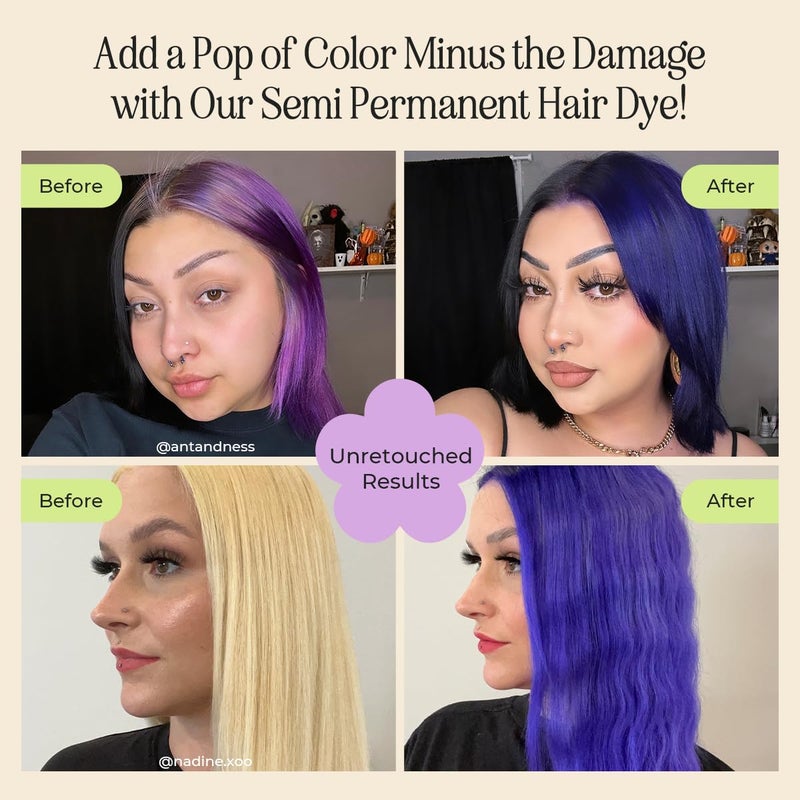 INH Semi Permanent Hair Color | Color Depositing Conditioner | Amethyst Dark Purple Hair Dye | No Bleach No Peroxide Temporary Tint for Women, Men | Vegan, Ammonia Free, Sulfate Free, Ready to Use 6oz - Image 2