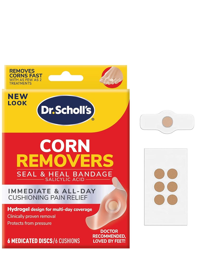 Dr. Scholl's Corn REMOVERS Seal & Heal Bandage with Hydrogel Technology, 6 ct // Removes Corns Fast and Provides Cushioning Protection Against Shoe Pressure and Friction for All-Day Pain Relief