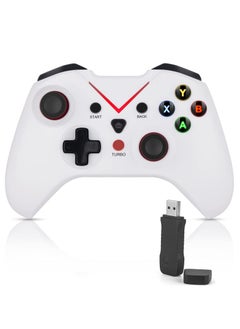 Wireless Xbox One Controller, PC Game X-box one 2.4GHZ Controller Compatible with X-ONE, X-ONE X, PS3, PC, PC360 Platforms Etc, Built-in Dual Vibration, White