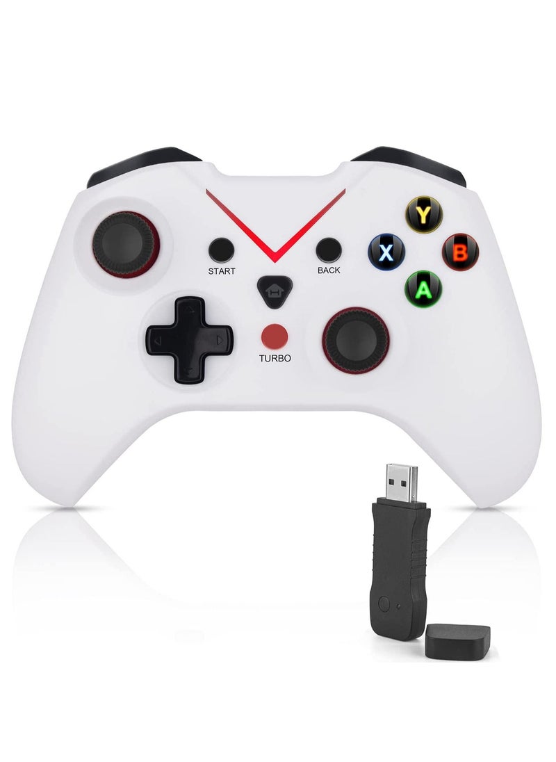 Y&D - Wireless Xbox One Controller, PC Game X-box one 2.4GHZ Controller Compatible with X-ONE, X-ONE X, PS3, PC, PC360 Platforms Etc, Built-in Dual Vibration, White - Image 1