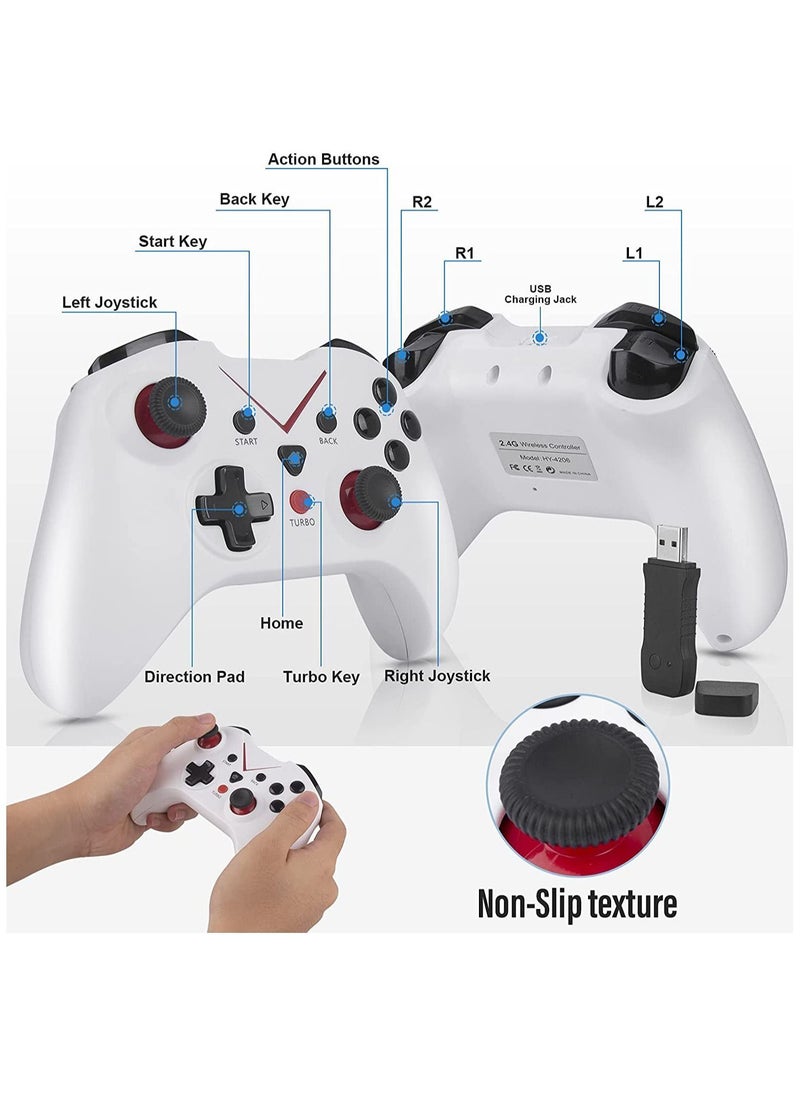 Y&D - Wireless Xbox One Controller, PC Game X-box one 2.4GHZ Controller Compatible with X-ONE, X-ONE X, PS3, PC, PC360 Platforms Etc, Built-in Dual Vibration, White - Image 1