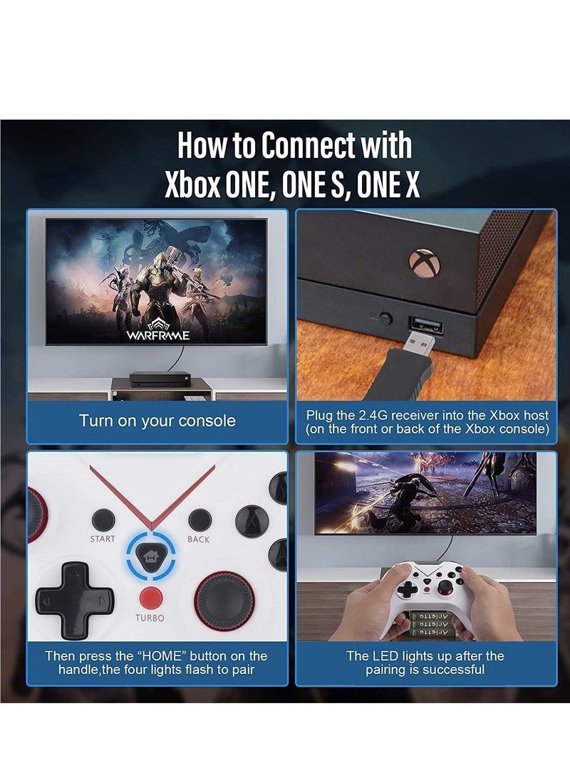 Y&D - Wireless Xbox One Controller, PC Game X-box one 2.4GHZ Controller Compatible with X-ONE, X-ONE X, PS3, PC, PC360 Platforms Etc, Built-in Dual Vibration, White - Image 1