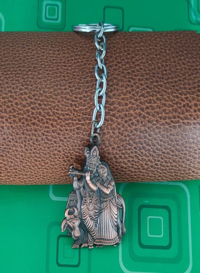 M Men Style Shri Radha Krishna Idol Car Bike Home Office Birthday Gift To Friends Copper Zinc And Metal Keychain For Men And Women - Image 5
