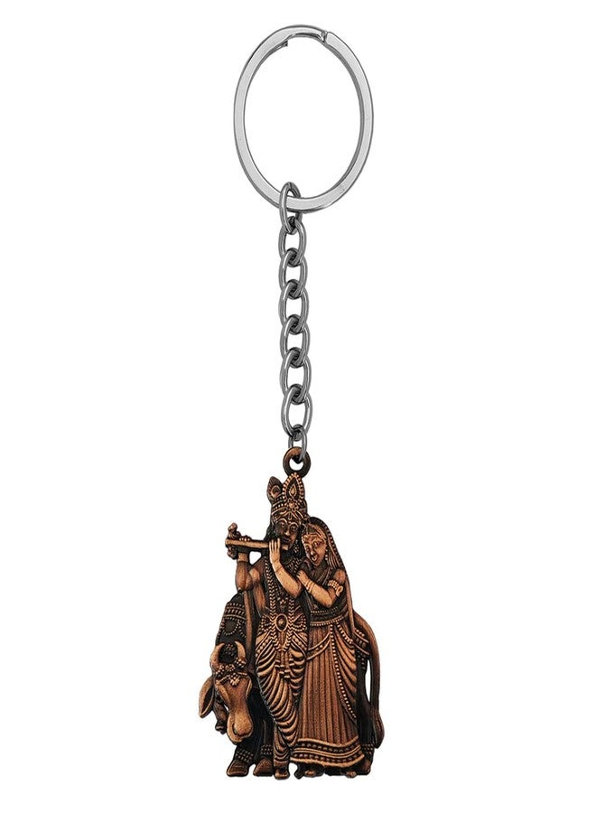 M Men Style Shri Radha Krishna Idol Car Bike Home Office Birthday Gift To Friends Copper Zinc And Metal Keychain For Men And Women - Image 2