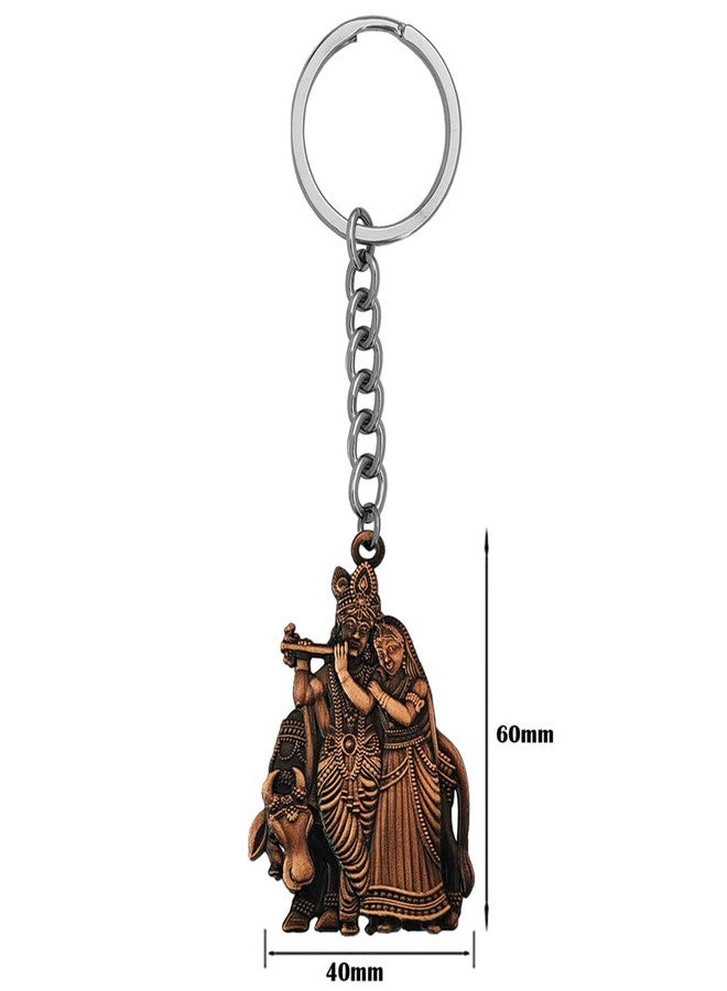 M Men Style Shri Radha Krishna Idol Car Bike Home Office Birthday Gift To Friends Copper Zinc And Metal Keychain For Men And Women - Image 3