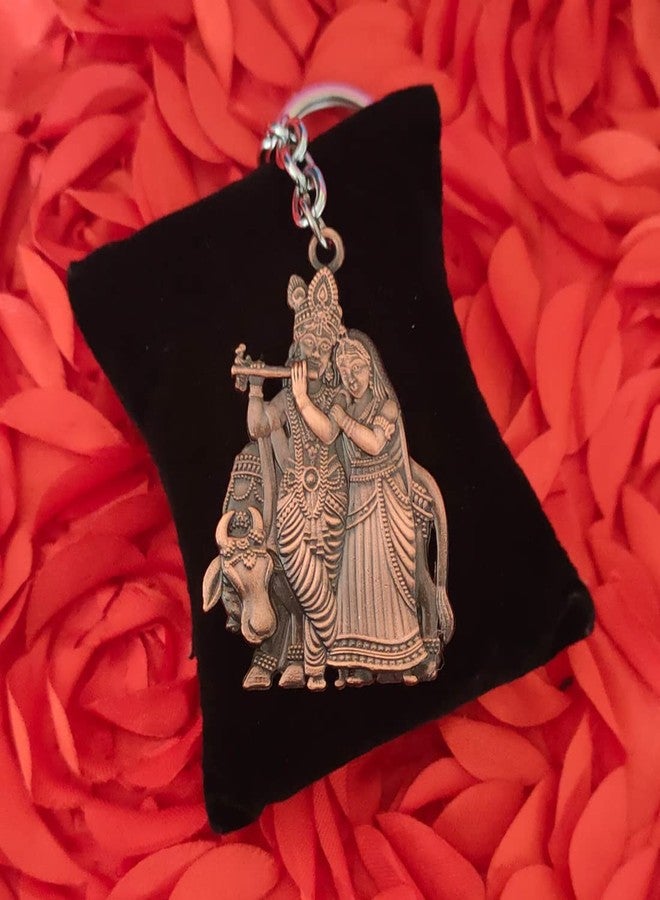M Men Style Shri Radha Krishna Idol Car Bike Home Office Birthday Gift To Friends Copper Zinc And Metal Keychain For Men And Women - Image 4