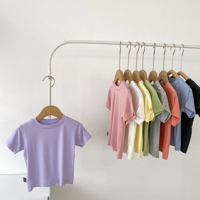 2025 Big Children Summer Boneless Modal T-Shirt Short Sleeve Korean Version Of The New Mask Base Shirt Top Children'S Clothing - Image 1