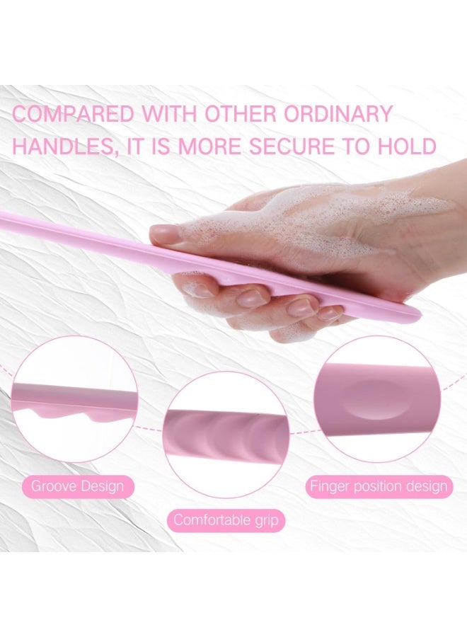 GlamKit Long Handle Silicone Body Scrubber for Shower, Dual-Sided Back Scrubber Brush with Soft Bristles&Massage Nodes, Exfoliating Bath Brush for Hard to Reach Areas, Easy to Clean & Quick Dry, for Daily Use - Image 5
