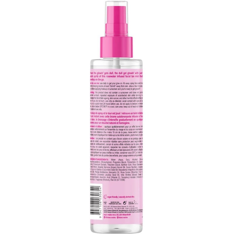 b tan b.tan Clear Face Tan Mist | Gimme The Glow Down - Best Facial Tanner Spray, Gradual Bronzing Sunless Tanning Water, Infused with Rosewater, Vegan, Cruelty Free, 6.7 Fl Oz - Image 2