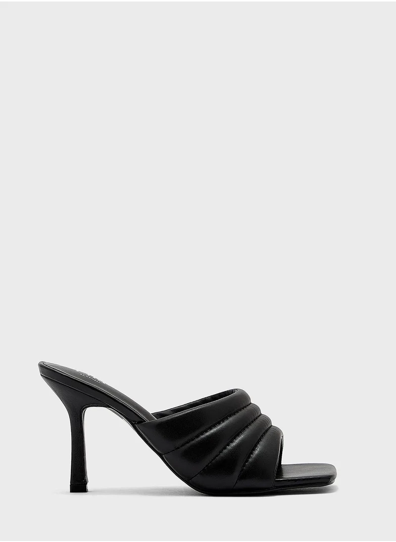 ELLA Stitch Detail Puffy Mule Sandals