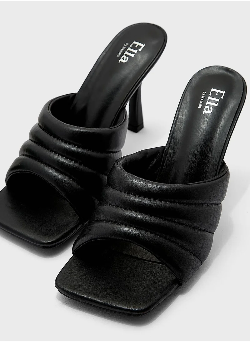 ELLA Stitch Detail Puffy Mule Sandals