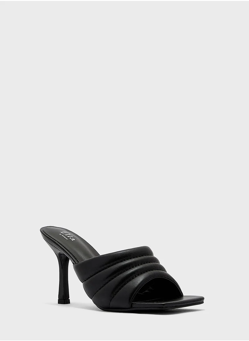 ELLA Stitch Detail Puffy Mule Sandals