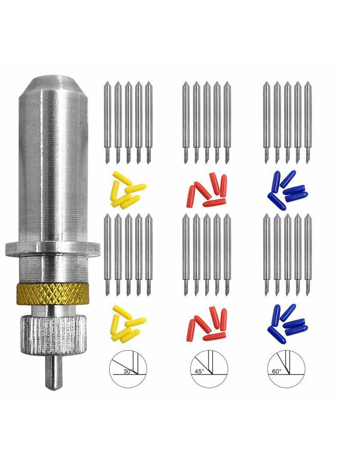 AFUNTA 30 pcs (30/45/60 Degree) Blade Vinyl Cutter Plotter Cutting Blades for Roland & Most Domestic and Imported Plotter with Blade Holder Base - Image 1