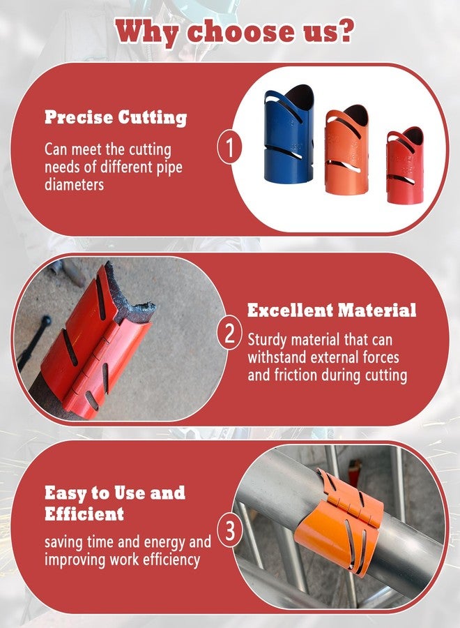 Sthovd Metal Cutting Guide Kit Includes Sizes: 1-7/8", 2-3/8", 2-7/8" Pipe Cutting Guide Cuts at 45°, 90°, 22.5°, and Saddle Cut, Steel-3Pcs - Image 3