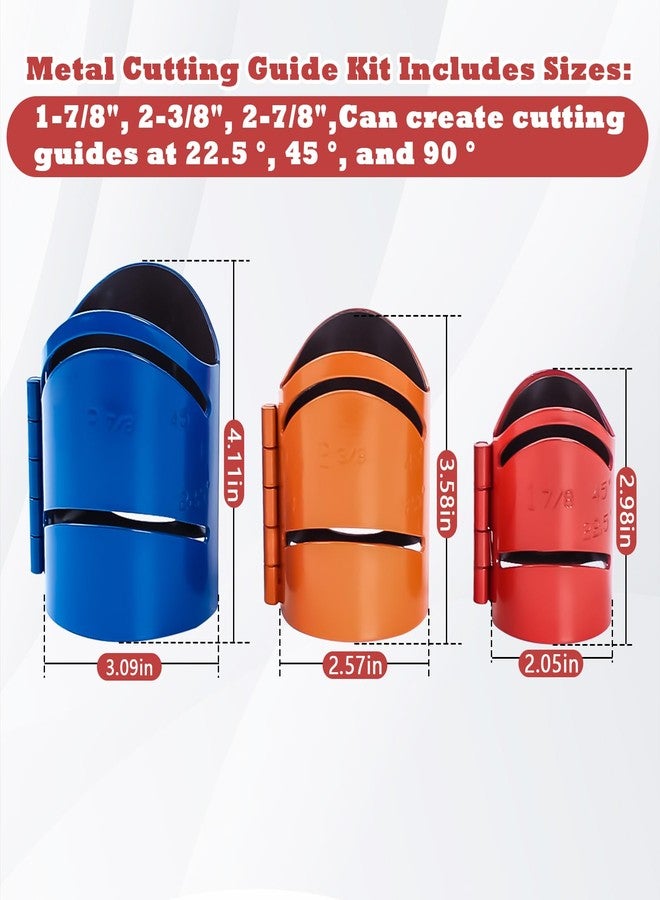 Sthovd Metal Cutting Guide Kit Includes Sizes: 1-7/8", 2-3/8", 2-7/8" Pipe Cutting Guide Cuts at 45°, 90°, 22.5°, and Saddle Cut, Steel-3Pcs - Image 2
