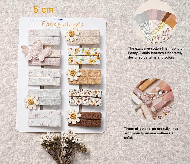 Fancy Clouds flower butterfly Hair Clips for Girls, 20Pcs Fully Lined Alligator Clips for Fine Hair, Handmade Hair Accessories and Barrettes for Baby Toddler Kid School Girls - Image 2