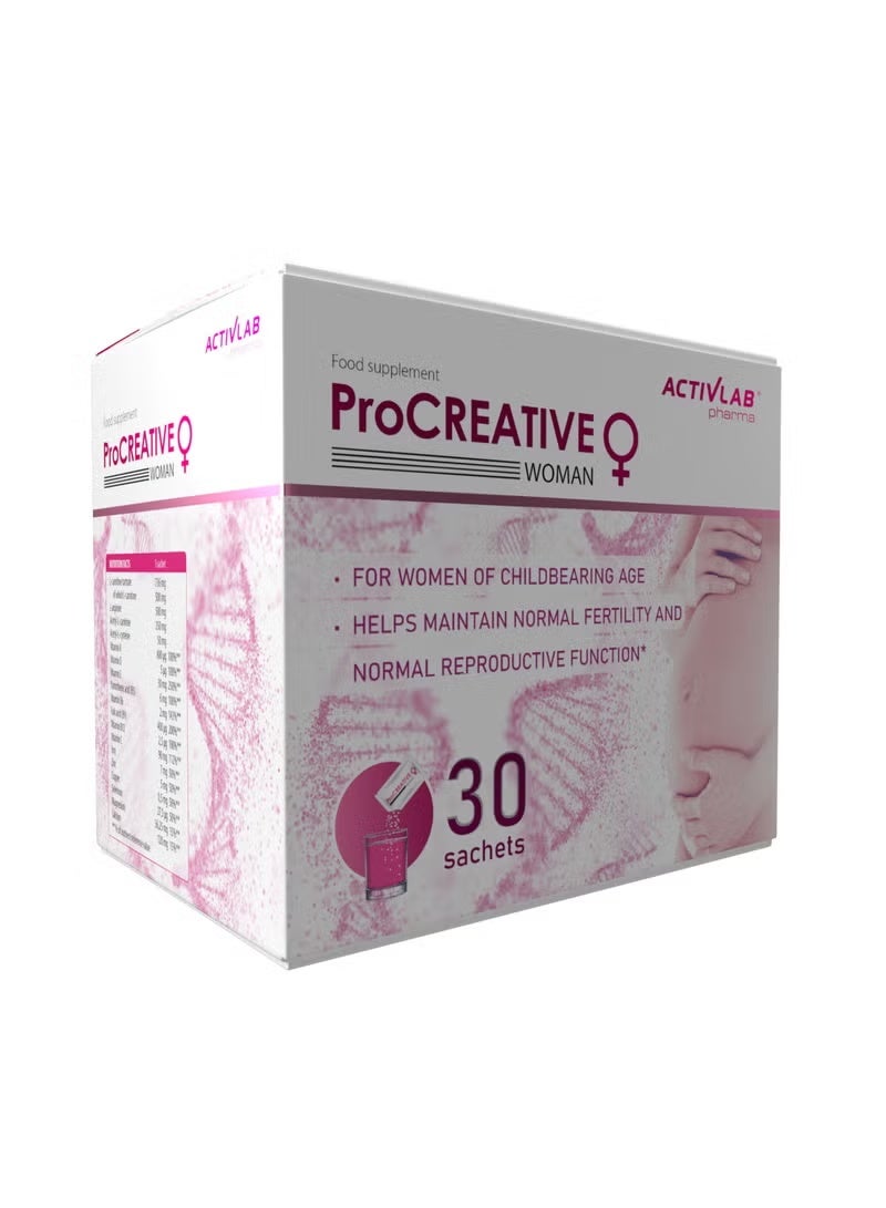Activlab PharmaProCreative Woman, Citrus/Fruit flavour, fertility support for women 30 sachets - Image 1