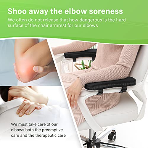HANNEA® 2Pcs Chair Armrest Pads, Ergonomic Memory Foam Elbow Pillow, Pressure Relief Office Chairs Gaming Chair Armrest Cover Arm Support Thick Cooling Gel Arm Rest Pads - Image 5