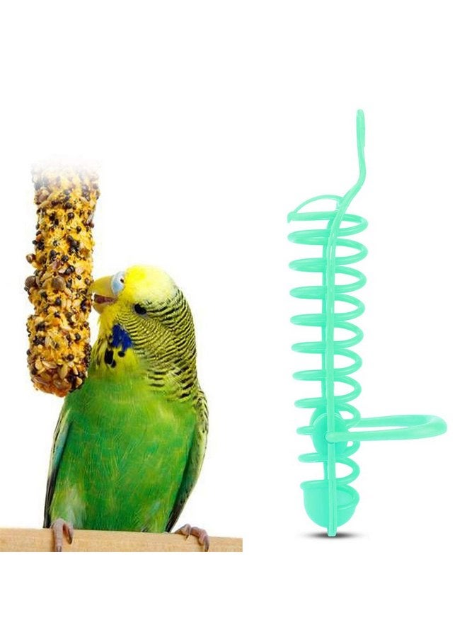 GOTOTOP Bird Millet Holder Parrots Feeder Hollow Basket Plastic Food Fruit Feeding Perch Stand Holder for Pet Bird Supplies 9.8in (Green - Image 2