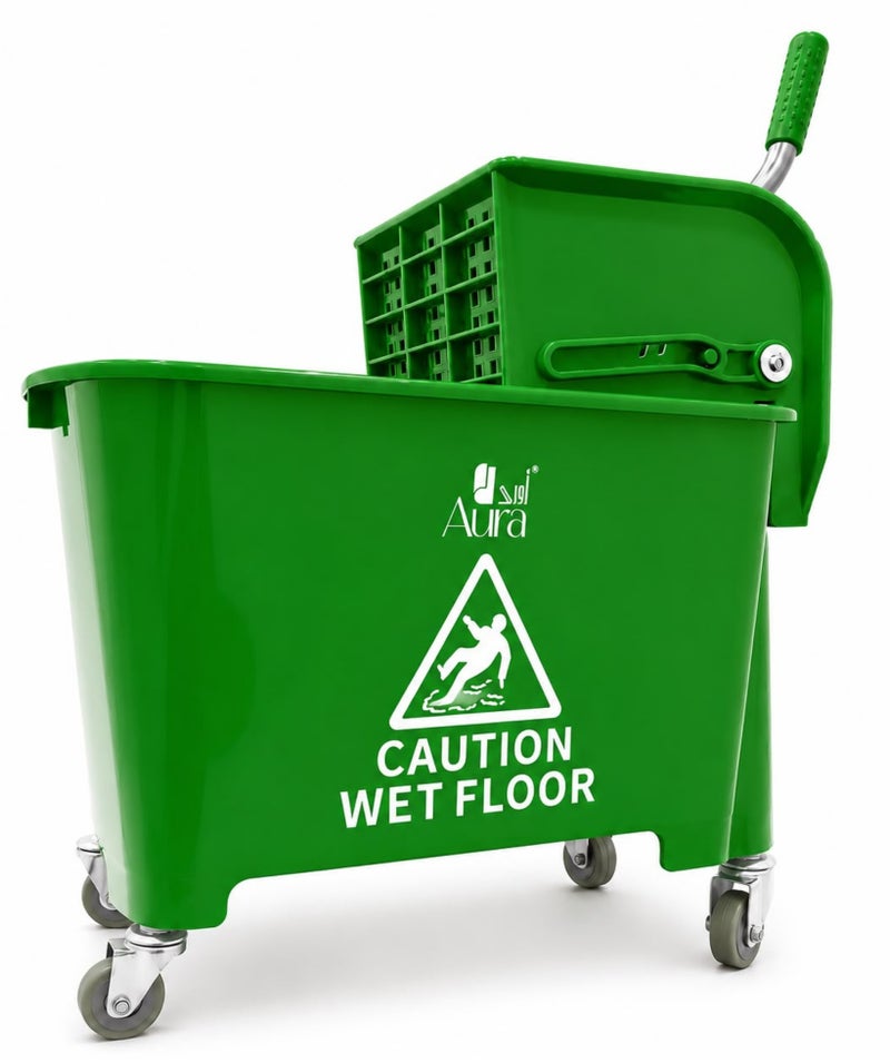 AURA Mop Bucket with Wringer 20L | Heavy Duty Cleaning Trolley with 360° Swivel Wheels | Leak-Proof Mop Bucket for Hotels, Offices, Restaurants & Home Use - Image 1