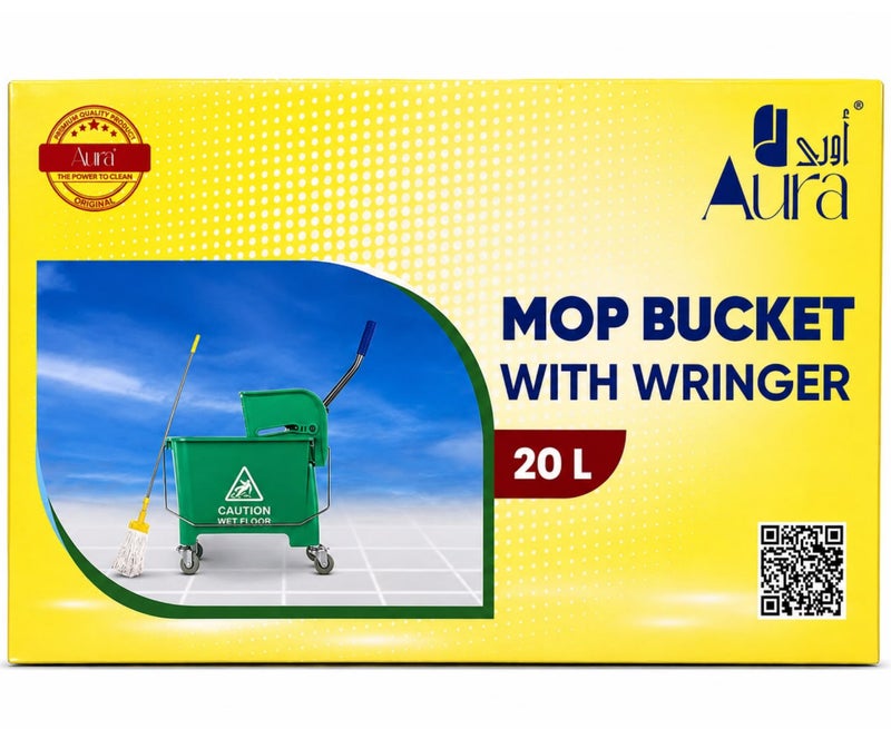 AURA Mop Bucket with Wringer 20L | Heavy Duty Cleaning Trolley with 360° Swivel Wheels | Leak-Proof Mop Bucket for Hotels, Offices, Restaurants & Home Use - Image 3
