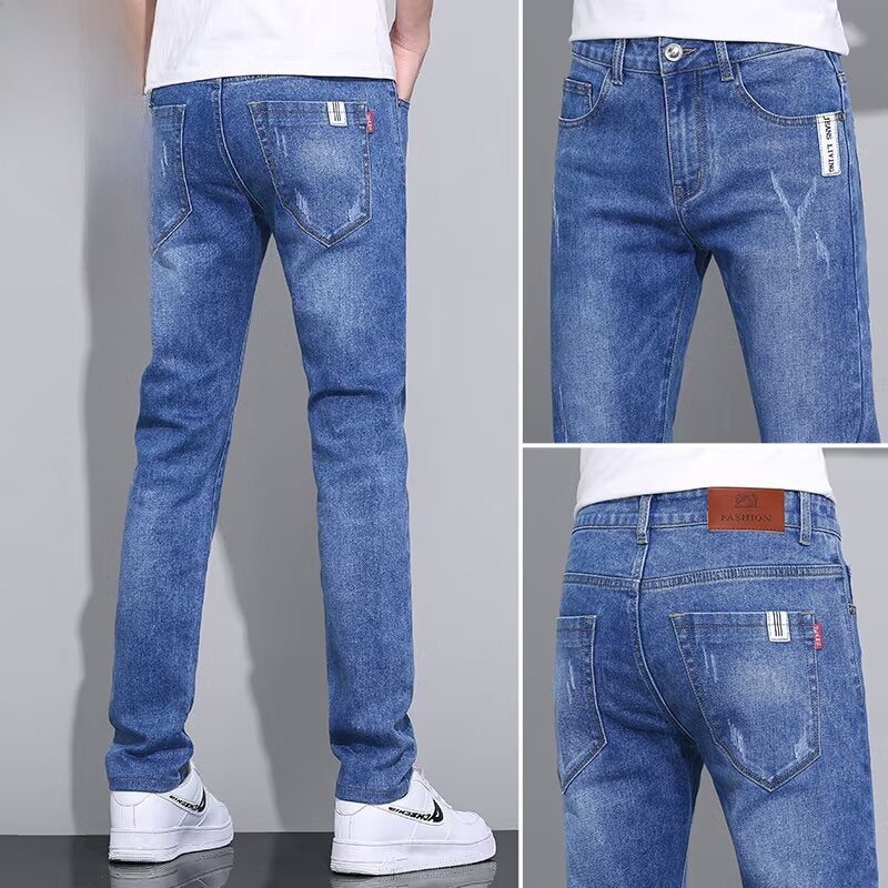Slim Fit Jeans Mens Summer Thin Elastic Casual Dark blue  - Image 2