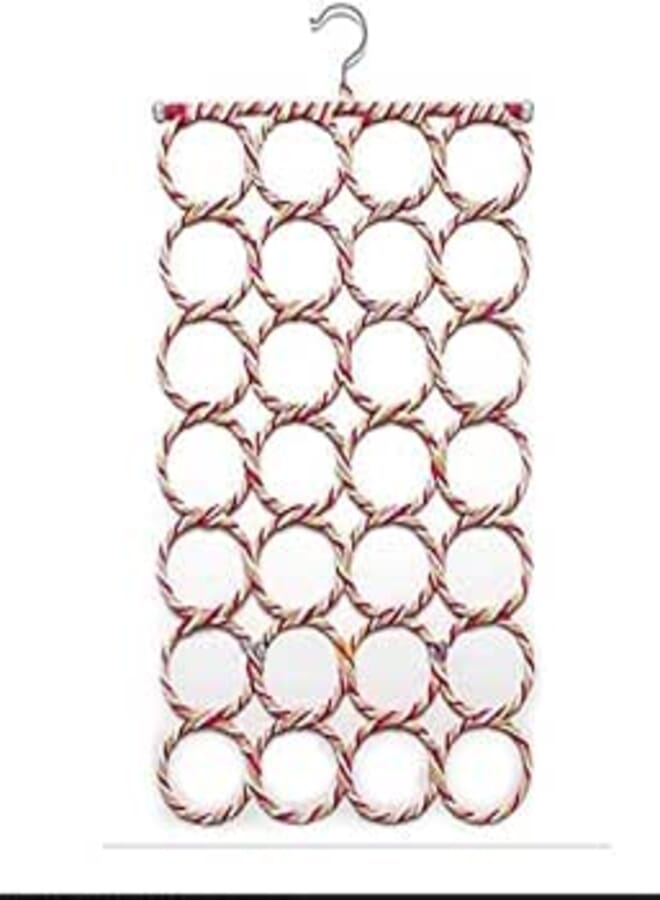 MosQuick® Multi Purpose 28 Rings Foldable Hanger for Ties, Scarfs, Belts, Bags Etc Multi-Coloured (Random Color)