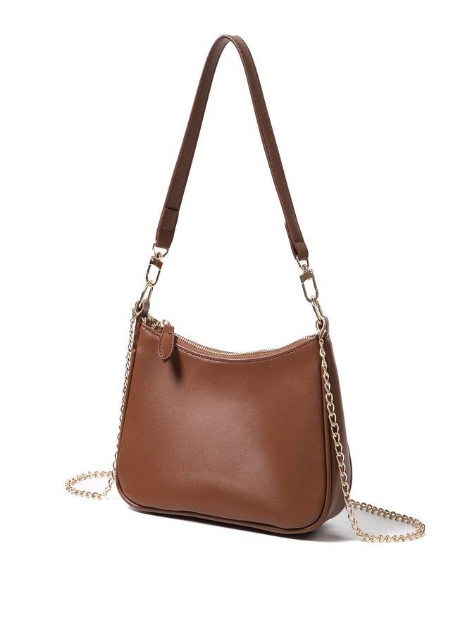 VODIU Clutch Tote Handbags with 2 Removable Straps and Zipper Closure Crossbody Bags Shoulder Purse Handbag for Women, Brown - Image 1