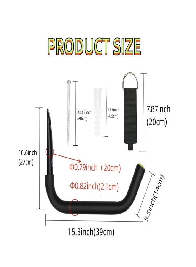 Aweilan Garage Storage Heavy Duty Hooks, 15Inch Jumbo Arm Kayak Rack, Heavy Duty Wall Hooks for Canoe, Ladder, Bicycle, Folding Chairs, Surfboard, Snowboard, Hose and Tools (6 Pack) - Image 2