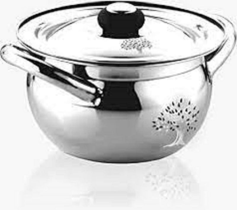 DHRUVISHMETAL SS Apple Handi with 18cm in Diameter and 1500ml Capacity  - Image 1