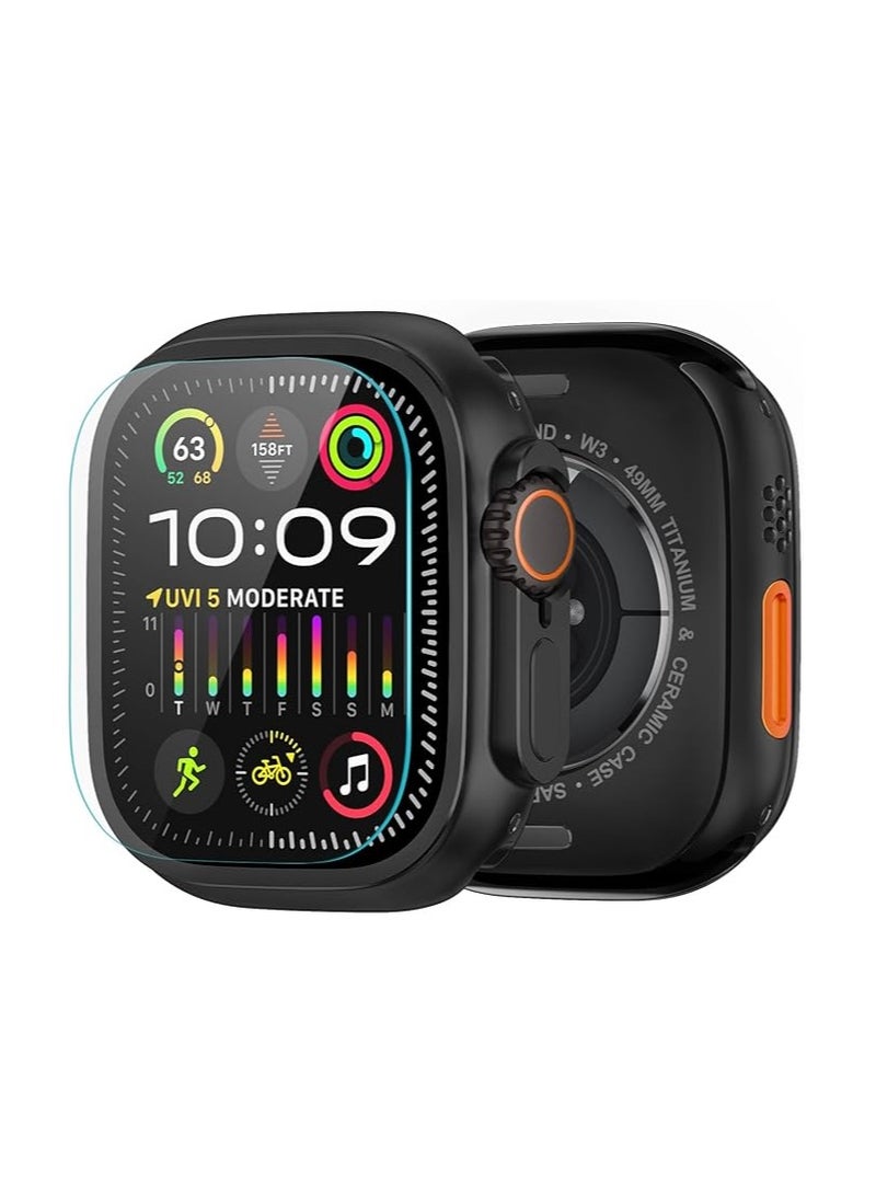 Metal Screen Case for Apple Watch Ultra 2/Ultra 49mm, Slim Frame with 9H Tempered Glass Film and Back Cover, Water Resistant - Image 1
