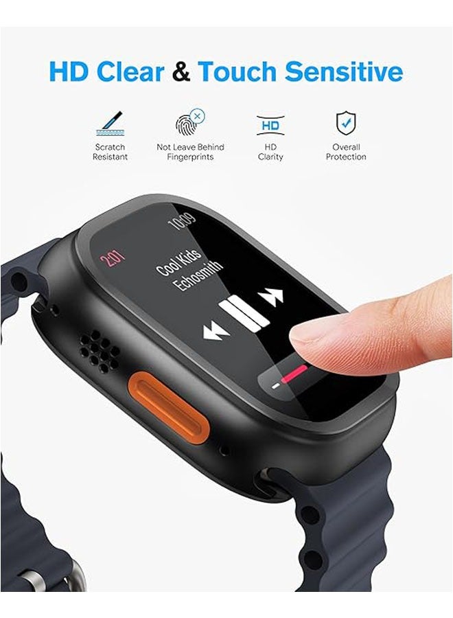 Metal Screen Case for Apple Watch Ultra 2/Ultra 49mm, Slim Frame with 9H Tempered Glass Film and Back Cover, Water Resistant - Image 5