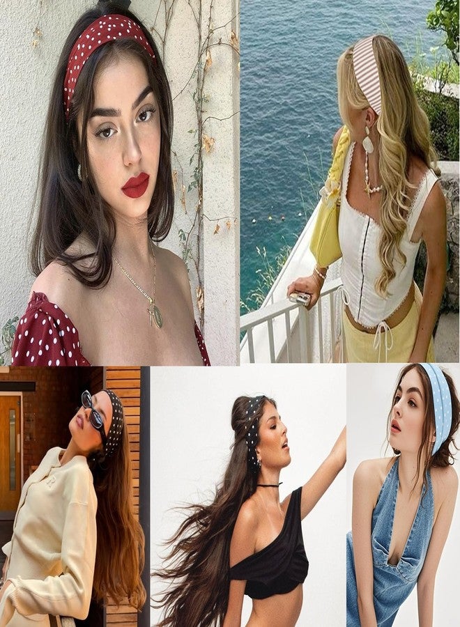 ليفين مجموعة من 6 ربطات شعر منقطة من ليفين للنساء، مانعة للانزلاق، ناعمة ومرنة، مزينة بالزهور، ربطات شعر مخططة من قماش ناعم للفتيات، ربطات شعر على شكل قلب. - Image 4