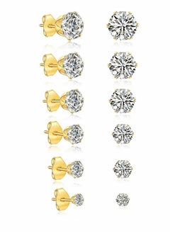 Y&D Hypoallergenic Surgical Steel Earrings, Silver Earrings for Men/Women, 3/4MM Cartilage Sleeper 5/6/7/8MM Zircon Studs 6Pairs  - Image 1