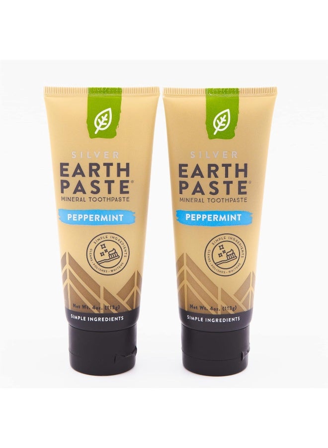 Redmond Earthpaste w/Silver – Natural Non-Fluoride Toothpaste, 2 Pack (Peppermint) - Image 1