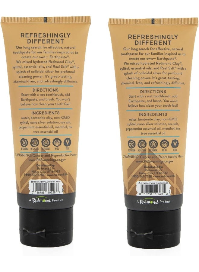 Redmond Earthpaste w/Silver – Natural Non-Fluoride Toothpaste, 2 Pack (Peppermint) - Image 2