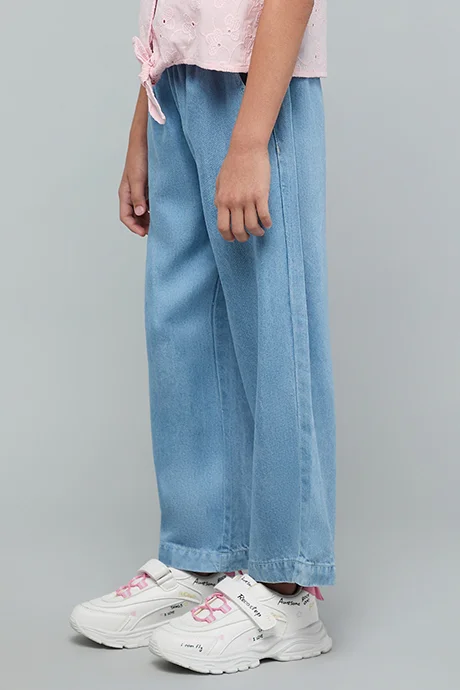 أر أند بي Washed Wide Leg Jeans with Drawstring Waist